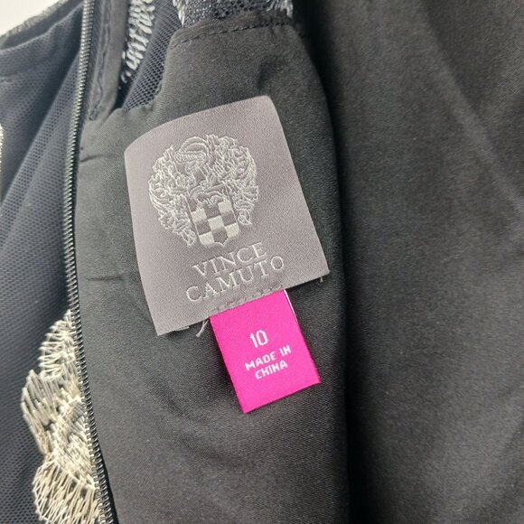 Vince Camuto Floral Embroidered Sleeveless Black Dress Size 10 NWOT - Picture 9 of 16